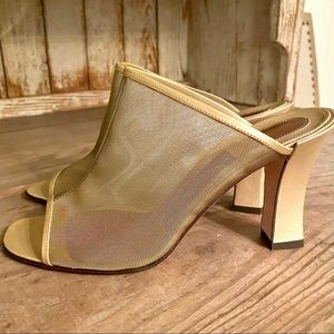 Donna Karan Gold Mesh Peep Toe Heels
